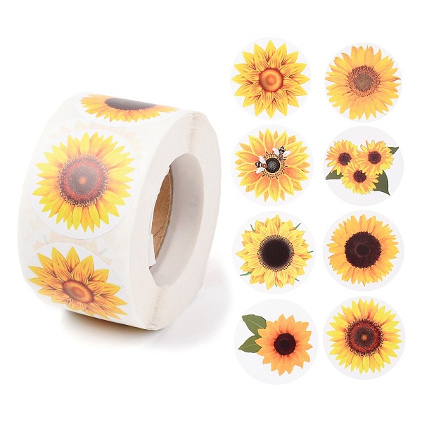 

PandaHall Sunflower Theme Paper Stickers, Self Adhesive Roll Sticker Labels, for Envelopes, Bubble Mailers and Bags, Flat Round, Gold, 3.8cm...