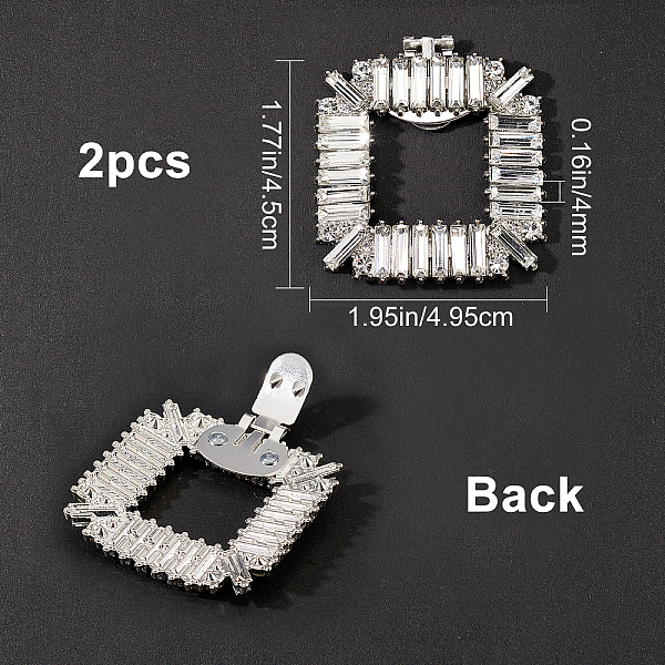 GORGECRAFT 2PCS Silver Shoe Clip Shoes Jewelry Decoration Square Crystal Shoe Buckle With Crystal Rhinestone For Wedding Party Shoes...