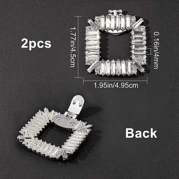 

PandaHall GORGECRAFT 2PCS Silver Shoe Clip Shoes Jewelry Decoration Square Crystal Shoe Buckle with Crystal Rhinestone for Wedding Party..., Clear