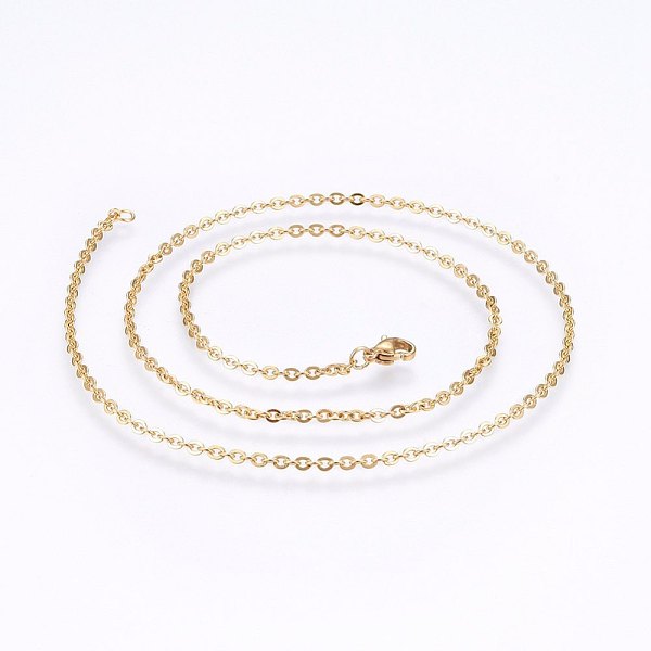 

PandaHall 304 Stainless Steel Cable Chains Necklaces, with Lobster Claw Clasps, Golden, 17.7 inch(45cm), 2mm 304 Stainless Steel