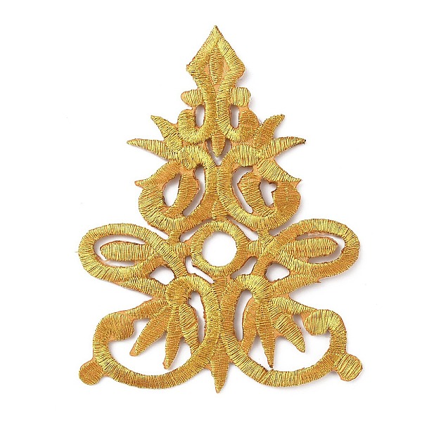 

PandaHall Floral Pattern Polyester Computerized Embroidery Iron on/Sew on Patches, Ethnic Style Metallic Thread Embroidery Appliques, with..., Gold