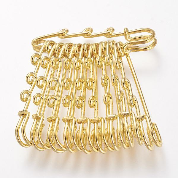 

PandaHall Iron Safety Brooch Findings, Kilt Pins, Golden, 50~55x15x5mm, Hole: 1.5mm Iron