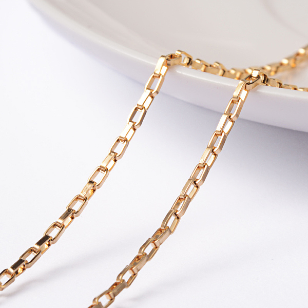

PandaHall 3.28 Feet Ion Plating(IP) 304 Stainless Steel Box Chains, Unwelded, Golden, 3x1.8x0.8mm 304 Stainless Steel