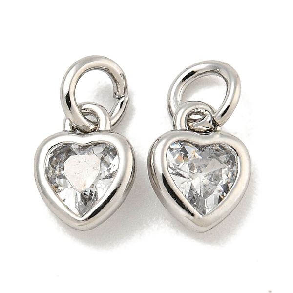 

PandaHall Brass Micro Pave Clear Cubic Zirconia Pendants, Heart, with Jump Ring, Platinum, 7x5x2mm, Hole: 2mm Brass+Cubic Zirconia+Shell...