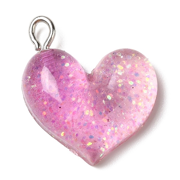 

PandaHall Gradient Color Transparent Resin Pendants, Glitter Heart Charms, with Platinum Plated Iron Loops, Violet, 21x19.5x6mm, Hole: 3x2mm..., Purple
