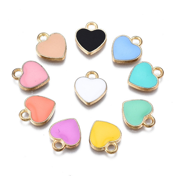 

PandaHall Alloy Enamel Charms, Heart, Light Gold, Mixed Color, 12x10x2mm, Hole: 2mm Alloy+Enamel Heart Multicolor