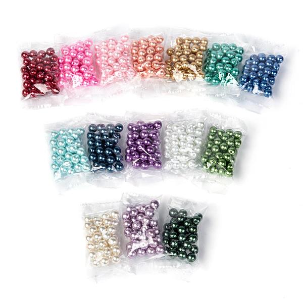 

PandaHall 15 Colors Glass Pearl Beads, Pearlized, Round, Mixed Color, 8~9mm, Hole: 1mm, 15 Colors, about 30pcs/color, 450pcs/set Glass Round..., Multicolor
