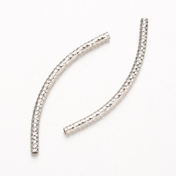 

PandaHall Curved Brass Tube Beads, Real Platinum Plated, 34x2mm, Hole: 1mm Brass Tube