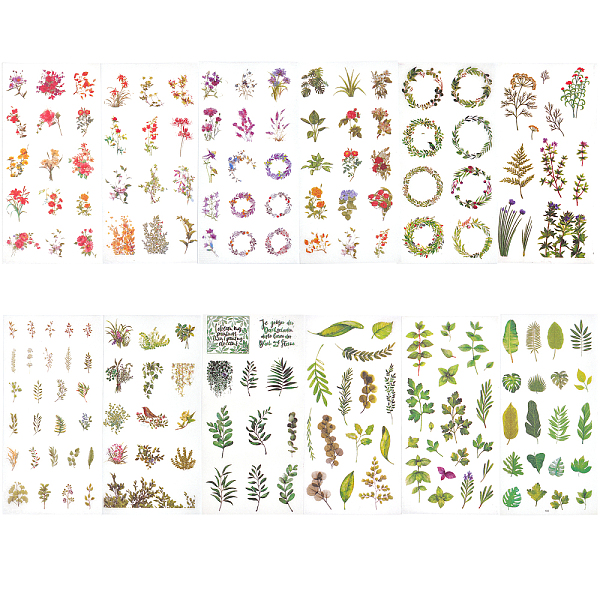 

PandaHall GLOBLELAND 24Pcs Paper Self-Adhesive Leaf Stickers Small Green Plant Stickers Planner Sticker Plant Decorative Decals Craft..., Multicolor