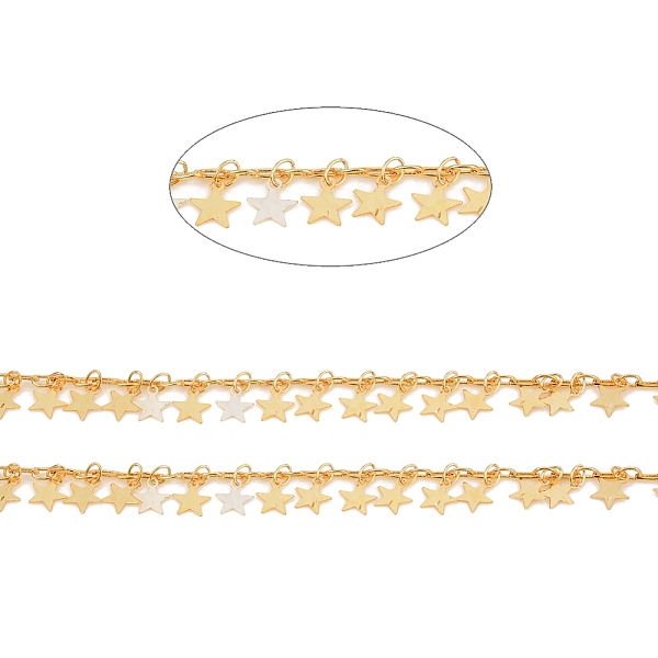 

PandaHall Brass Cable Chains, with Charms, Soldered, with Spool, Long-Lasting Plated, Star,Real 18K Gold Plated, 2.3x3.7x0.5mm, about 32.8...