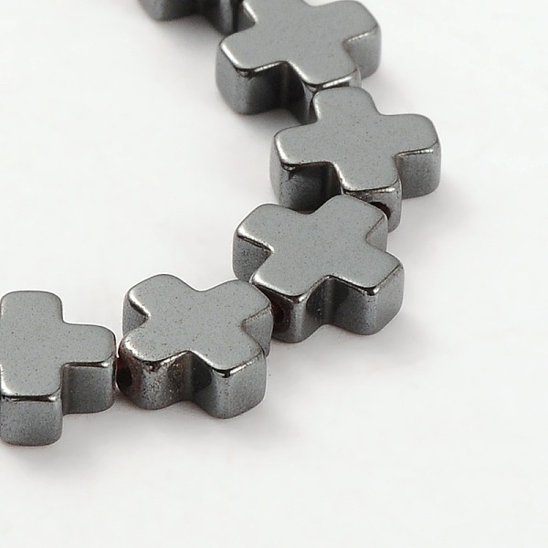 Electroplate Gorgeous Cross Non-magnetic Synthetic Hematite Beads Strands