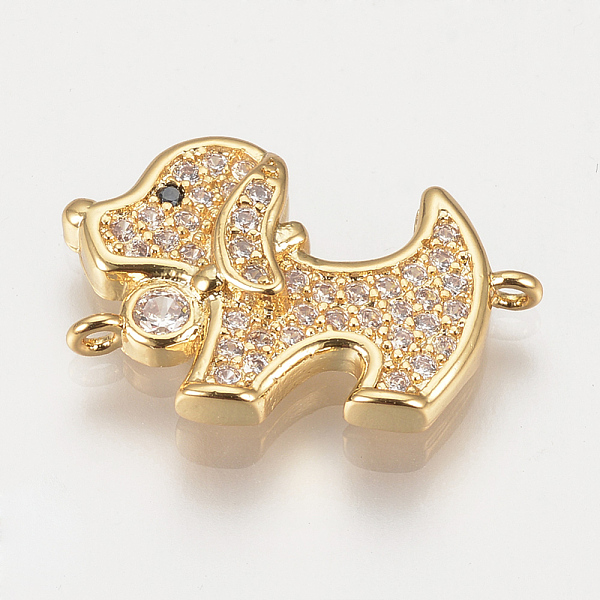 

PandaHall Brass Micro Pave Cubic Zirconia Puppy Links connectors, Beagle Dog, Clear, Golden, 14x20.5x4mm, Hole: 1mm Brass+Cubic Zirconia Dog...