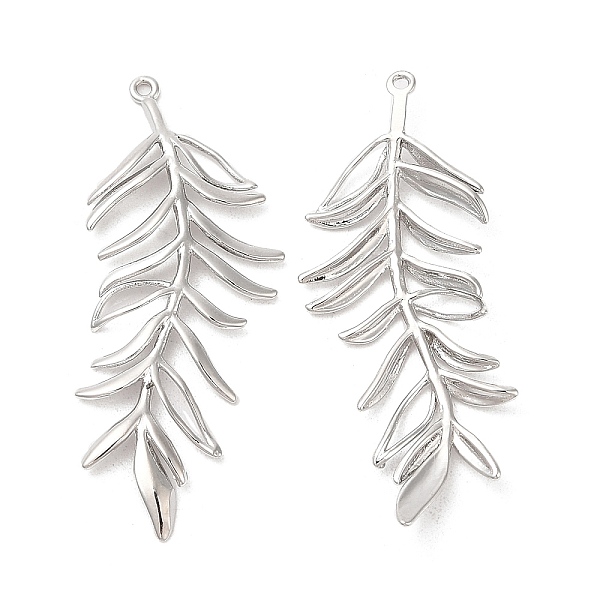 

PandaHall Brass Pendants, Leafy Branch Charms, Real Platinum Plated, 39x15x2mm, Hole: 1mm Brass Branch