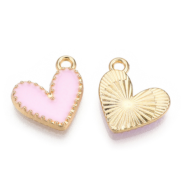 

PandaHall Alloy Enamel Charms, Cadmium Free & Nickel Free & Lead Free, Light Gold, Heart Charm, Pink, 14x13.5x2mm, Hole: 1.5mm Alloy+Enamel...