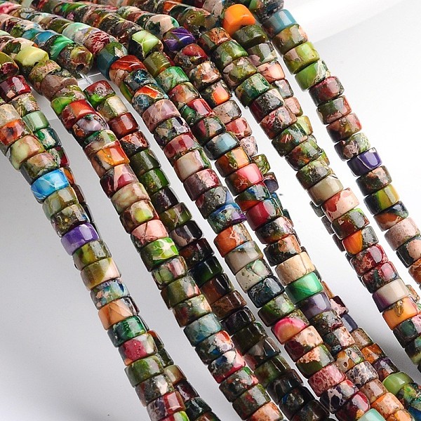 

PandaHall Dyed & Heated Natural Imperial Jasper Beads Strands, Heishi Beads, Flat Round/Disc, Colorful, 6x3mm, Hole: 1mm, about...