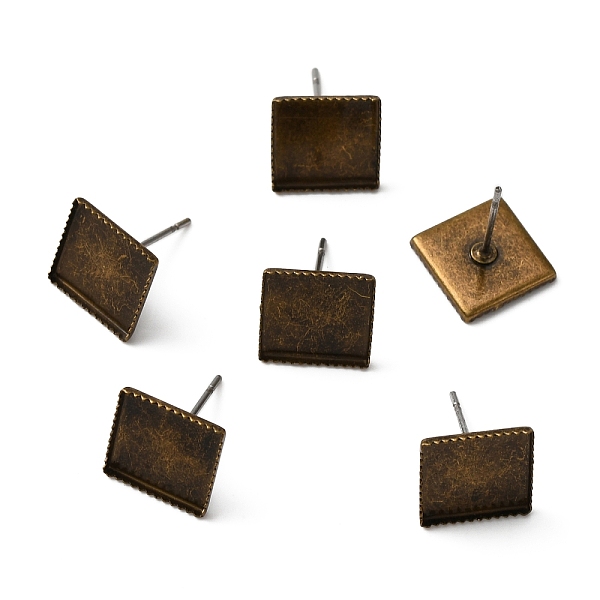 

PandaHall Brass Stud Earring Settings, Square, Antique Bronze, 11x11x1.5mm, Pin: 0.8mm, Tray: 10.2x10.2mm Brass Square