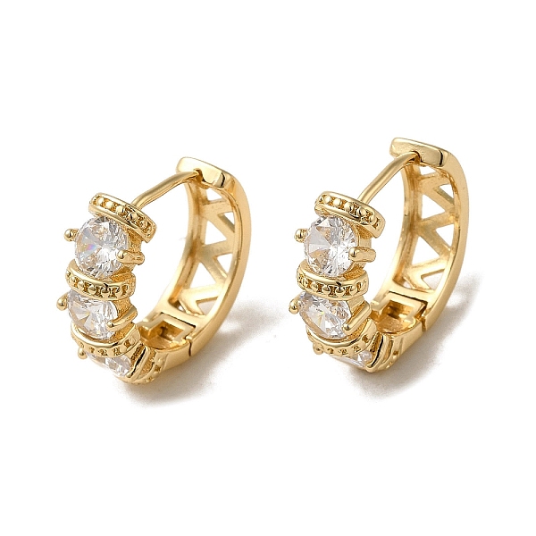 

PandaHall Brass Micro Pave Cubic Zirconia Hoop Earring, Light Gold, 18x6.5mm Brass Clear