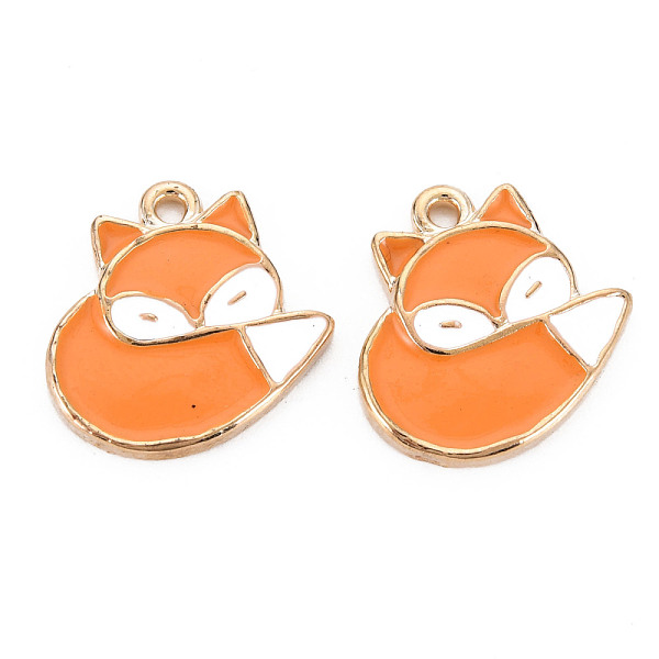 

PandaHall Rack Plating Alloy Pendants, with Enamel, Cadmium Free & Lead Free, Fox, Dark Orange, 19x18x2mm, Hole: 1.6mm Alloy+Enamel Fox