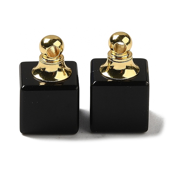 

PandaHall Natural Obsidian Perfume Bottle Pendants, Square Charms with Golden Plated 304 Stainless Steel Findings, 19x12x12mm, Hole: 2mm...