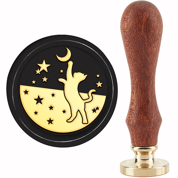 

PandaHall CRASPIRE Cat Wax Seal Stamp 30mm Removable Brass Head Animal Star Moon Sealing Wax Stamp with Wooden Handle for Envelopes...