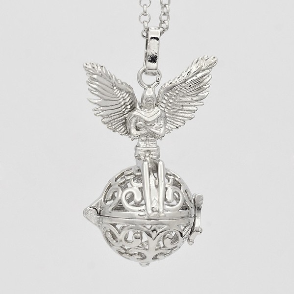 

PandaHall Brass Hollow Cage Pendants, For Chime Ball Pendant Necklaces Making, Round with Angel, Cadmium Free & Nickel Free & Lead Free...