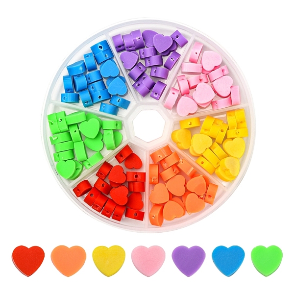

PandaHall 140Pcs 7 Colors Handmade Polymer Clay Beads, Heart, Mixed Color, 8~9x9~10x3~5mm, Hole: 1.2mm, 7 colors, 20pcs/color Polymer Clay..., Multicolor