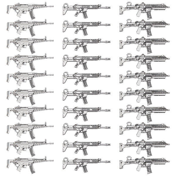 PandaHall SUNNYCLUE 1 Box 30Pcs Gun Charms Rifle Pistol Revolver Charm Tibetan Style Alloy Antique Silver Weapon Charm for Jewellery Making...