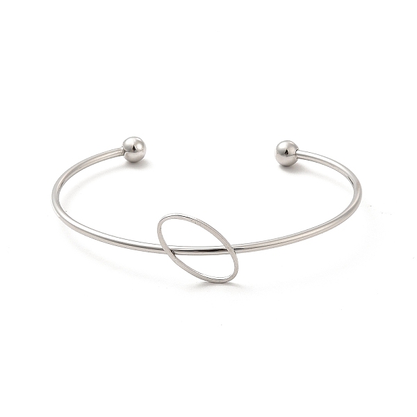 

PandaHall Oval 201 Stainless Steel Cuff Bangles for Women Girls, Stainless Steel Color, Inner Diameter: 2-1/8~2-1/2 inch(5.3~6.5cm) 201...