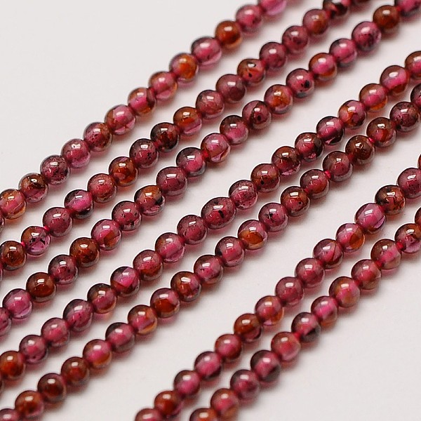

PandaHall Natural Gemstone Garnet Round Beads Strands, 3mm, Hole: 0.8mm, about 126pcs/strand, 16 inch Garnet Round