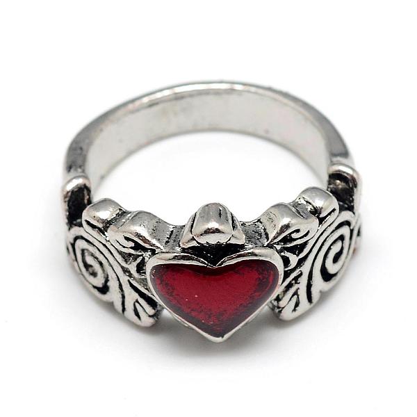 

PandaHall Alloy Enamel Finger Rings, Wide Band Rings, Heart, Size 9, Antique Silver, 19mm Alloy