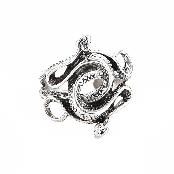 

PandaHall Snake Wrap Alloy Open Cuff Ring, Chunky Wide Ring for Men Women, Cadmium Free & Lead Free, Antique Silver, US Size 8 3/4(18.7mm)...