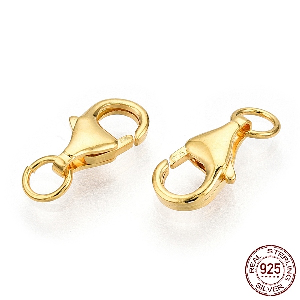 

PandaHall 925 Sterling Silver Lobster Claw Clasps, with Jump Ring, with 925 Stamp, Real 18K Gold Plated, 9x5.5x2.5mm, Hole: 2.2mm Sterling...