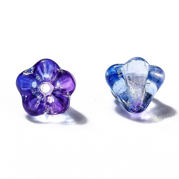 

PandaHall Transparent Czech Glass Beads, Two Tone, Flower, Medium Purple, 6.5x5mm, Hole: 0.8mm, about 357~363pcs/bag Czech Glass Flower