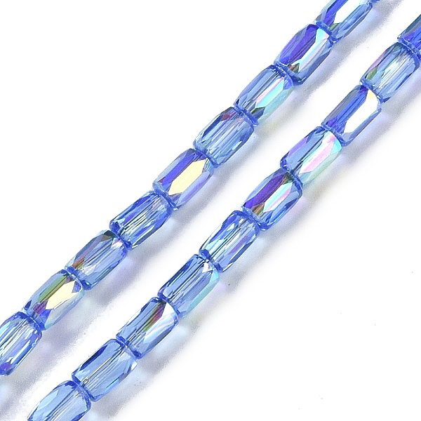 

PandaHall Electroplate Glass Beads Strands, AB Color Plated, Faceted, Column, Cornflower Blue, 6.5x4mm, Hole: 0.8mm, about 80pcs/strand...