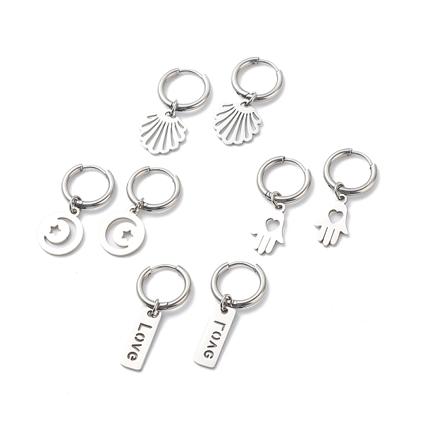 

PandaHall 304 Stainless Steel Dangle Hoop Earrings for Women, Mixed Shape, Stainless Steel Color, 27~32mm, Pin: 0.9mm 304 Stainless Steel...