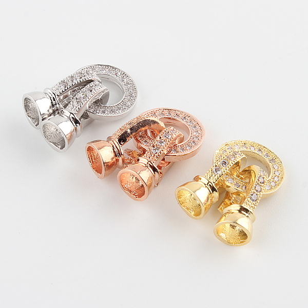 

PandaHall Brass Micro Pave Cubic Zirconia Fold Over Clasps, Mixed Color, 27x11x7mm, Hole: 1mm & 4mm Brass+Cubic Zirconia Multicolor