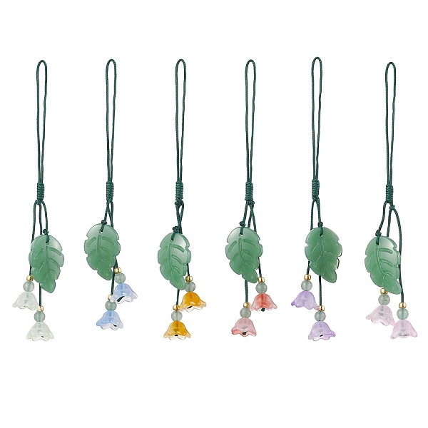 

PandaHall 6Pcs 6 Styles Natural Green Aventurine Mobile Straps, with Glass FLower, Mixed Color, 10.6~10.8cm, 1pc/style Green Aventurine..., Multicolor