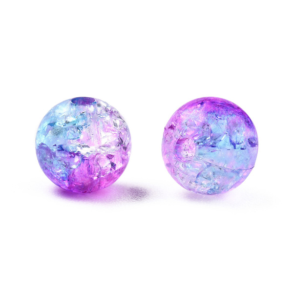 

PandaHall Transparent Crackle Acrylic Beads, Round, Orchid, 8x7.5mm, Hole: 1.8mm, about 1700pc/500g Acrylic Round Purple