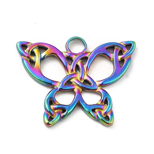 

PandaHall Ion Plating(IP) 201 Stainless Steel Pendants, Butterfly, Rainbow Color, 15.5x20x1.5mm, Hole: 2.5mm 201 Stainless Steel Butterfly