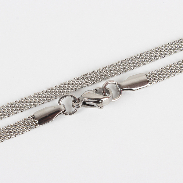 

PandaHall 304 Stainless Steel Mesh Chain Necklace Making, with Lobster Claw Clasps, Stainless Steel Color, 17.7 inch(45cm) 304 Stainless...