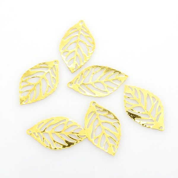 

PandaHall Leaf Iron Pendants, Etched Metal Embellishments, Golden, 23.5x14x0.4mm, Hole: 1mm Iron Leaf