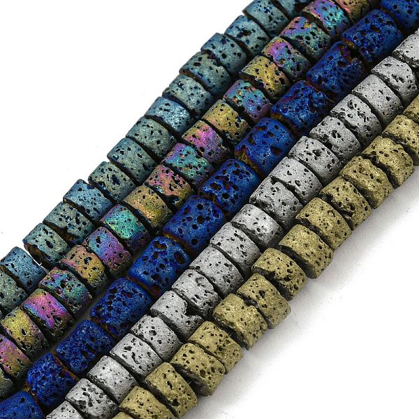 

PandaHall Electroplated Natural Lava Rock Beads Strands, Column, Mixed Color, 4~4.5x2~2.5mm, Hole: 1mm, about 154pcs/strand, 16.54''(42cm)...