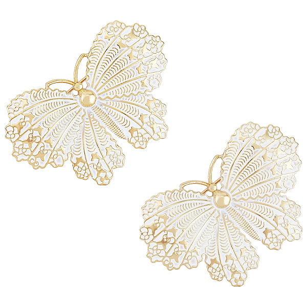 

PandaHall HOBBIESAY 2Pcs Butterfly Enamel Pins, Light Gold Alloy Badges for Backpack Clothes, White, 34x50.5x12.5mm Alloy+Enamel White