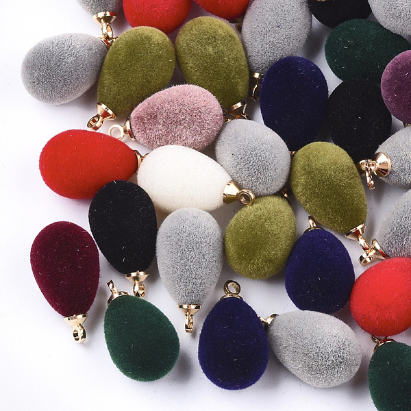 

PandaHall Flocky Acrylic Pendants, with Brass Findings, Teardrop, Golden, Mixed Color, 18.5x9.5mm, Hole: 1.6mm Brass+Acrylic Teardrop..., Multicolor