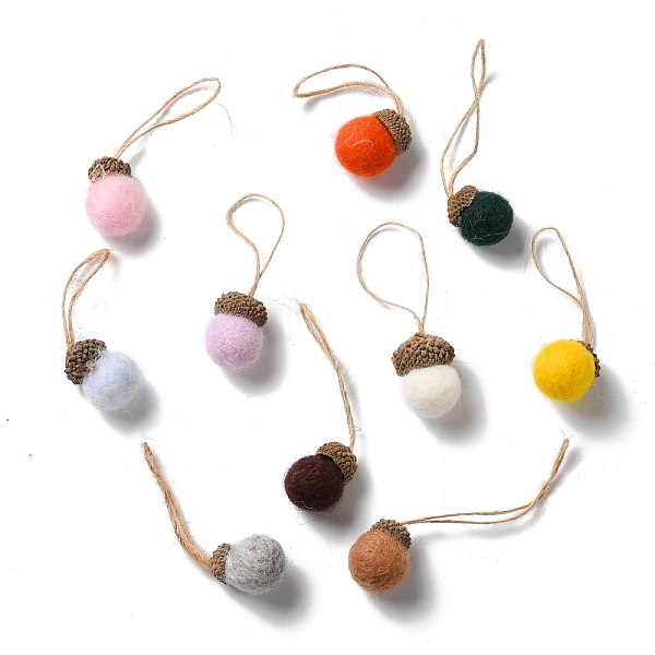 

PandaHall Handmade Wool Felt Pendant Decorations, Woven Costume Accessories, Acorn, Mixed Color, 85~93mm Wool Others Multicolor