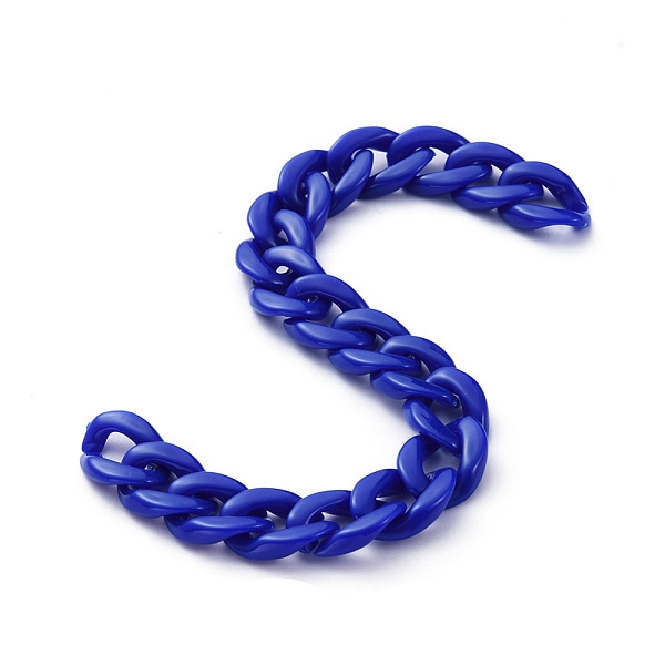 

PandaHall Handmade Opaque Acrylic Curb Chains, Mixed Color, Links: 19x13.5x4.5mm, 39.37 inch(1m)/strand Acrylic Multicolor