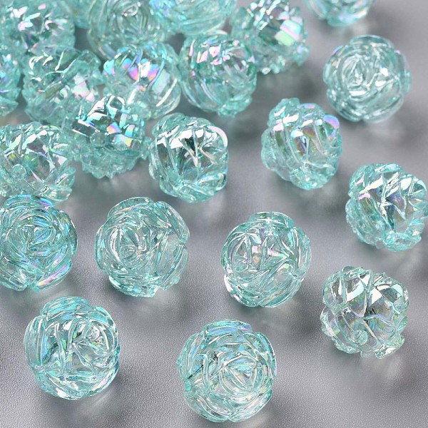 

PandaHall Transparent Acrylic Beads, AB Color, Flower, Turquoise, 18x16.5mm, Hole: 2.5mm, about 228pcs/500g Acrylic Flower Green