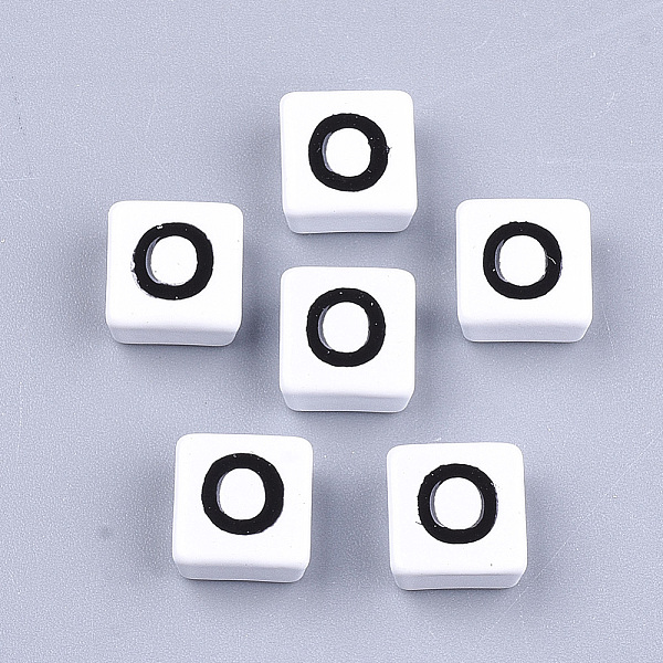 

PandaHall Spray Painted Alloy Multi-Strand Links, For Tile Elastic Bracelets Making, Square with Letter, Letter.O, 8x8x4mm, Hole: 1.2mm..., White