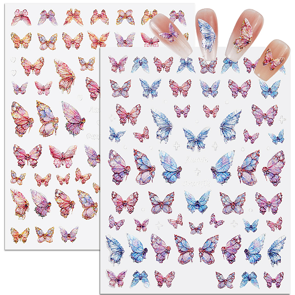 4 pieza de 2 estilos de pegatinas de plástico para decoración de uñas con forma de mariposa-image-MRMJ-CP0001-37-es