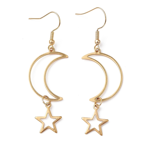 

PandaHall Hollow Star and Moon 304 Stainless Steel Dangle Earrings, Long Drop Earrings for Women, Golden, 60~62x17~17.5mm 304 Stainless...